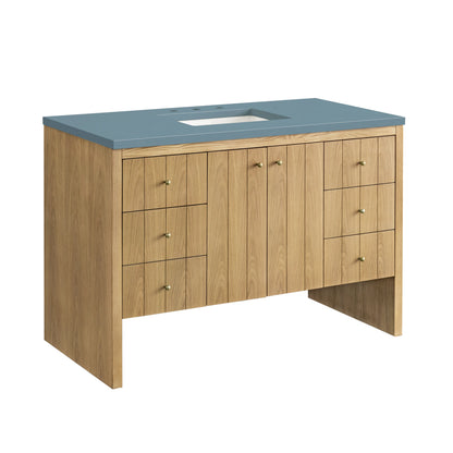 Renovate for Less Atlanta Hudson 48" Single Vanity, Light Natural Oak w/ 3 CM Cala Blue Top, view 6