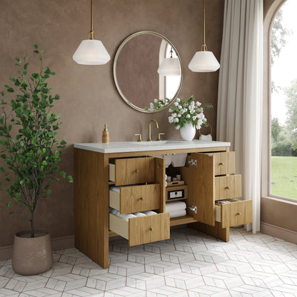 Hudson 48" Single Vanity, Light Natural Oak w/ 3 CM Lime Delight Top, view 5