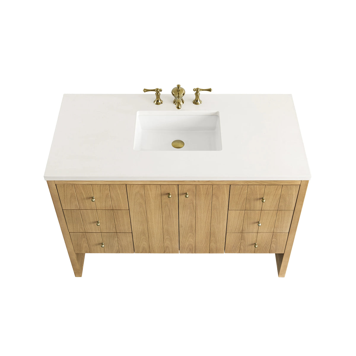 Hudson 48" Single Vanity, Light Natural Oak w/ 3 CM White Zeus Top, view 10