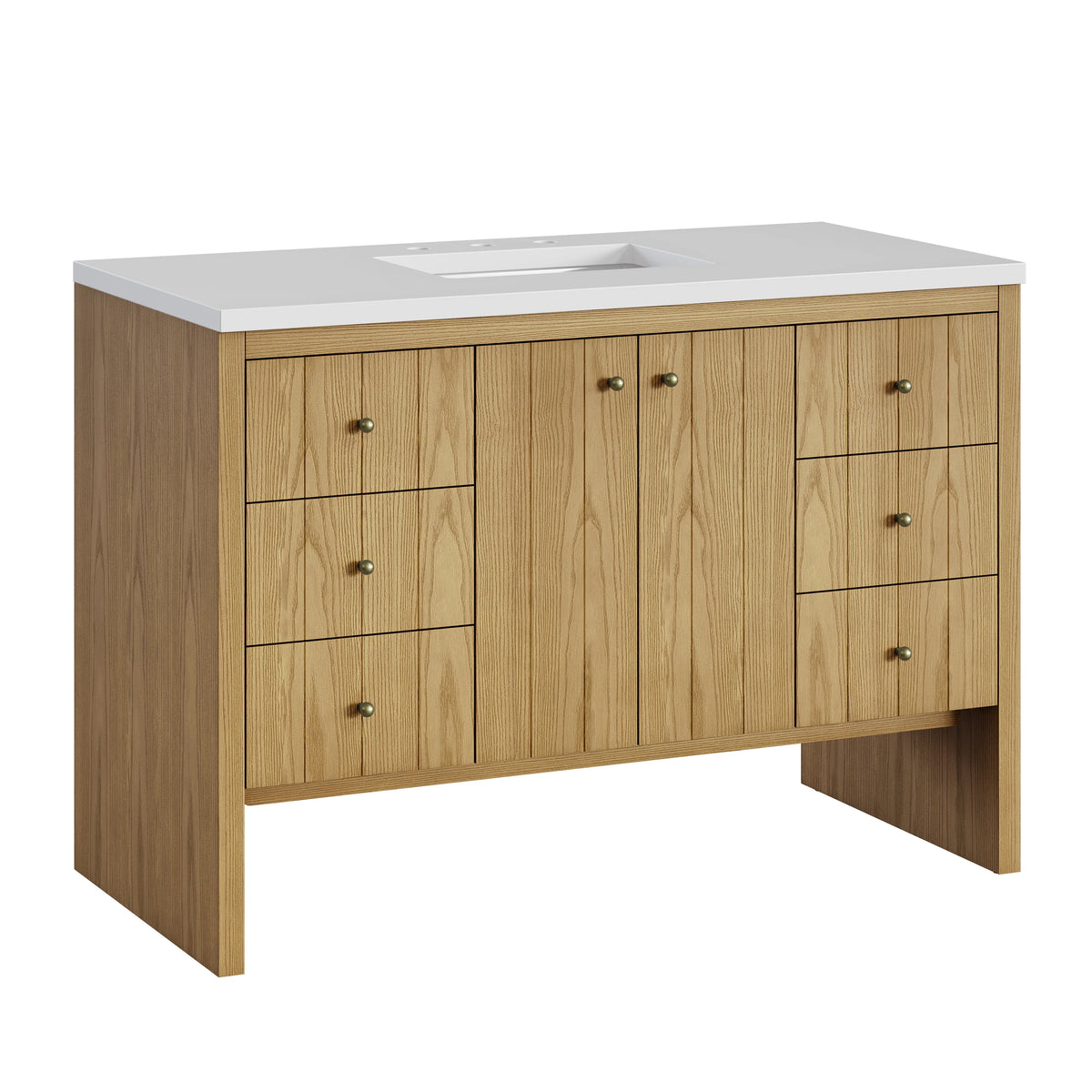Hudson 48" Single Vanity, Light Natural Oak w/ 3 CM White Zeus Top, view 14