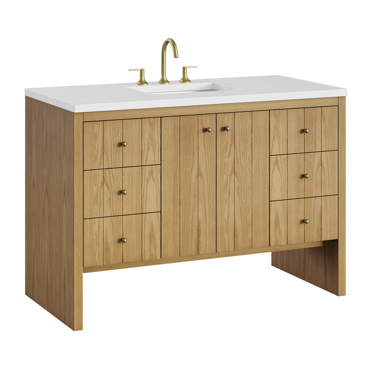 Hudson 48" Single Vanity, Light Natural Oak w/ 3 CM White Zeus Top, view 15