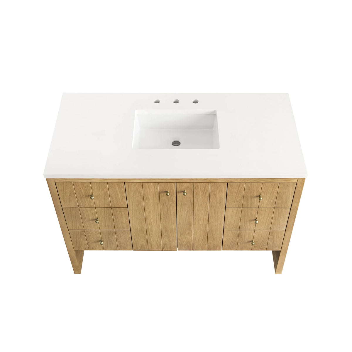 Hudson 48" Single Vanity, Light Natural Oak w/ 3 CM White Zeus Top, view 9