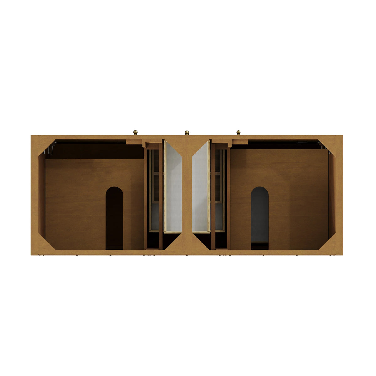 Hudson 60" Double Vanity, Honey Oak w/ Single Hole 3 CM White Zeus Silestone Top and Matching Backsplash, view 5