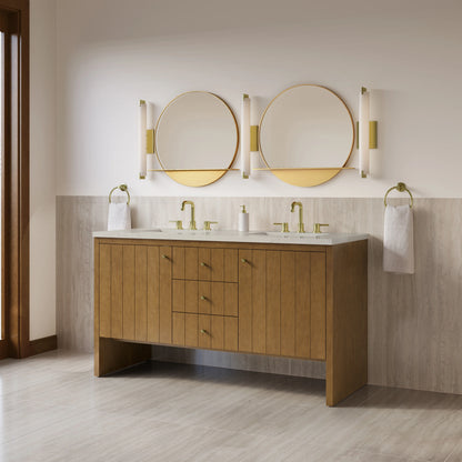 Hudson 60" Double Vanity, Honey Oak w/ 3 CM Siberian Silestone Top w/FreePower Wireless Charger, view 6