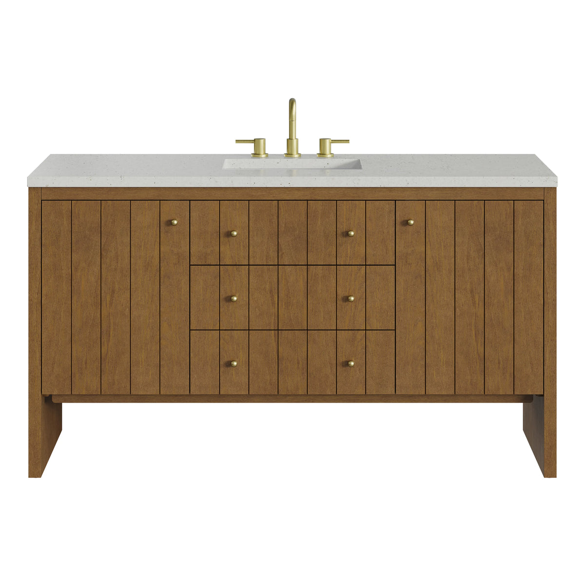 Hudson 60" Single Vanity, Honey Oak w/ 3 CM Lime Delight Silestone Top