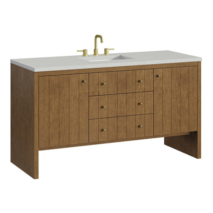 Hudson 60" Single Vanity, Honey Oak w/ 3 CM Lime Delight Silestone Top, view 11