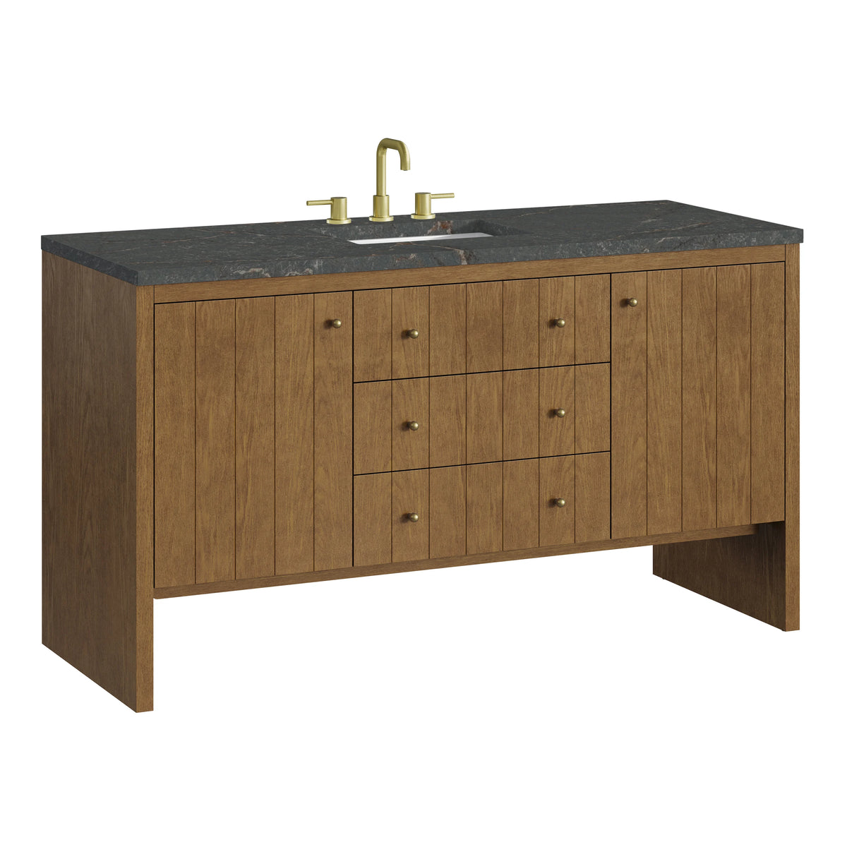 Hudson 60" Single Vanity, Honey Oak w/ 3 CM Parisien Bleu Silestone Top w/FreePower Wireless Charger, view 12