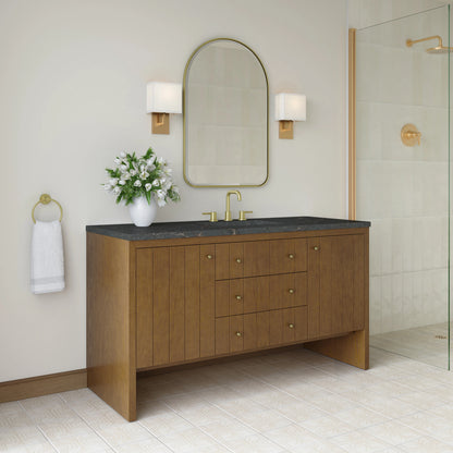 Hudson 60" Single Vanity, Honey Oak w/ 3 CM Parisien Bleu Silestone Top w/FreePower Wireless Charger, view 5