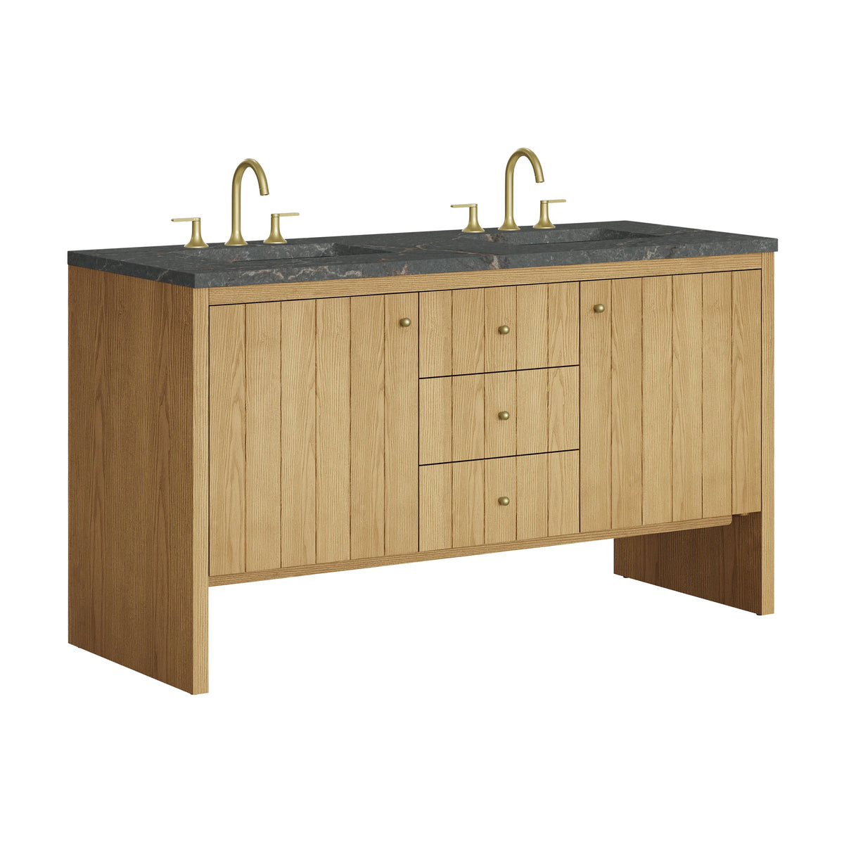 Hudson 60" Double Vanity, Light Natural Oak w/ 3 CM Parisien Bleu Top, view 11