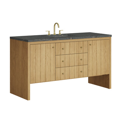 Hudson 60" Single Vanity, Light Natural Oak w/ 3 CM Parisien Bleu Top, view 11