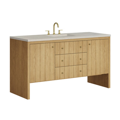 Hudson 60" Single Vanity, Light Natural Oak, w/ 3 CM Siberian Silestone Top, view 11