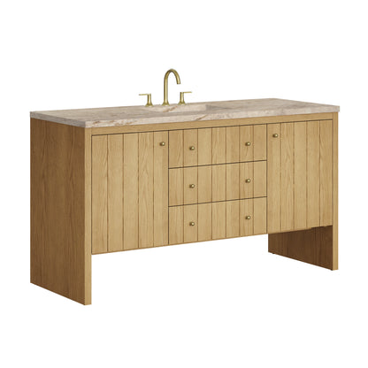 Hudson 60" Single Vanity, Light Natural Oak, w/ 3 CM Tajnar Eclos Top, view 11
