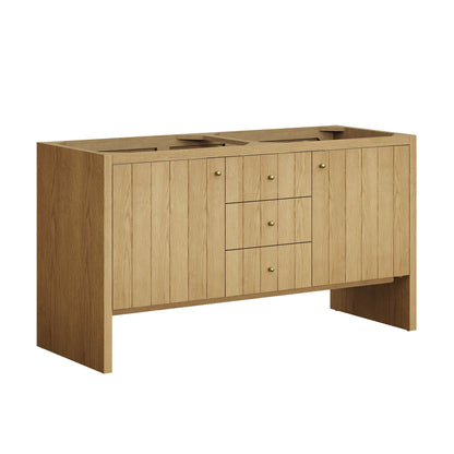 Hudson 60" Double Vanity, Light Natural Oak w/ 3 CM Charcoal Soapstone Top, view 2