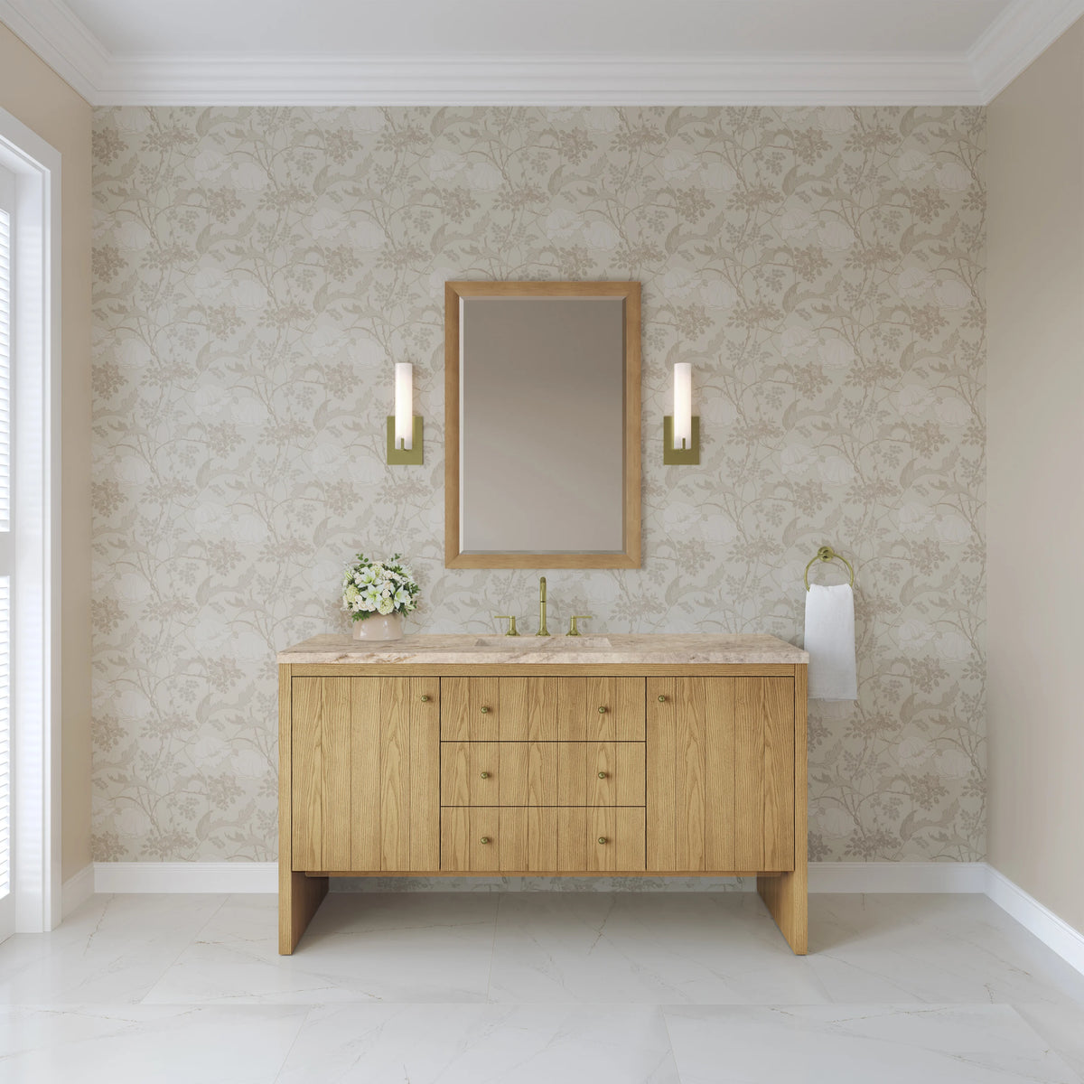 Hudson 60" Single Vanity, Light Natural Oak, w/ 3 CM Tajnar Eclos Top, view 3