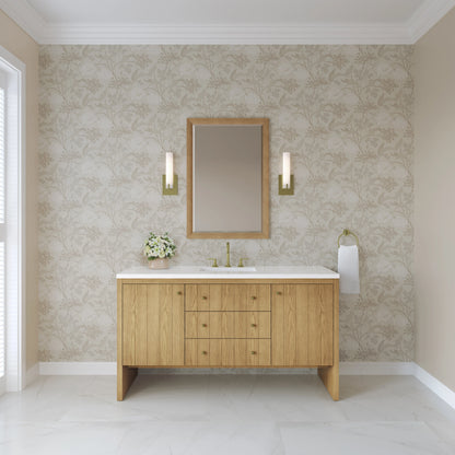 Hudson 60" Single Vanity, Light Natural Oak w/ 3 CM White Zeus Top, view 3