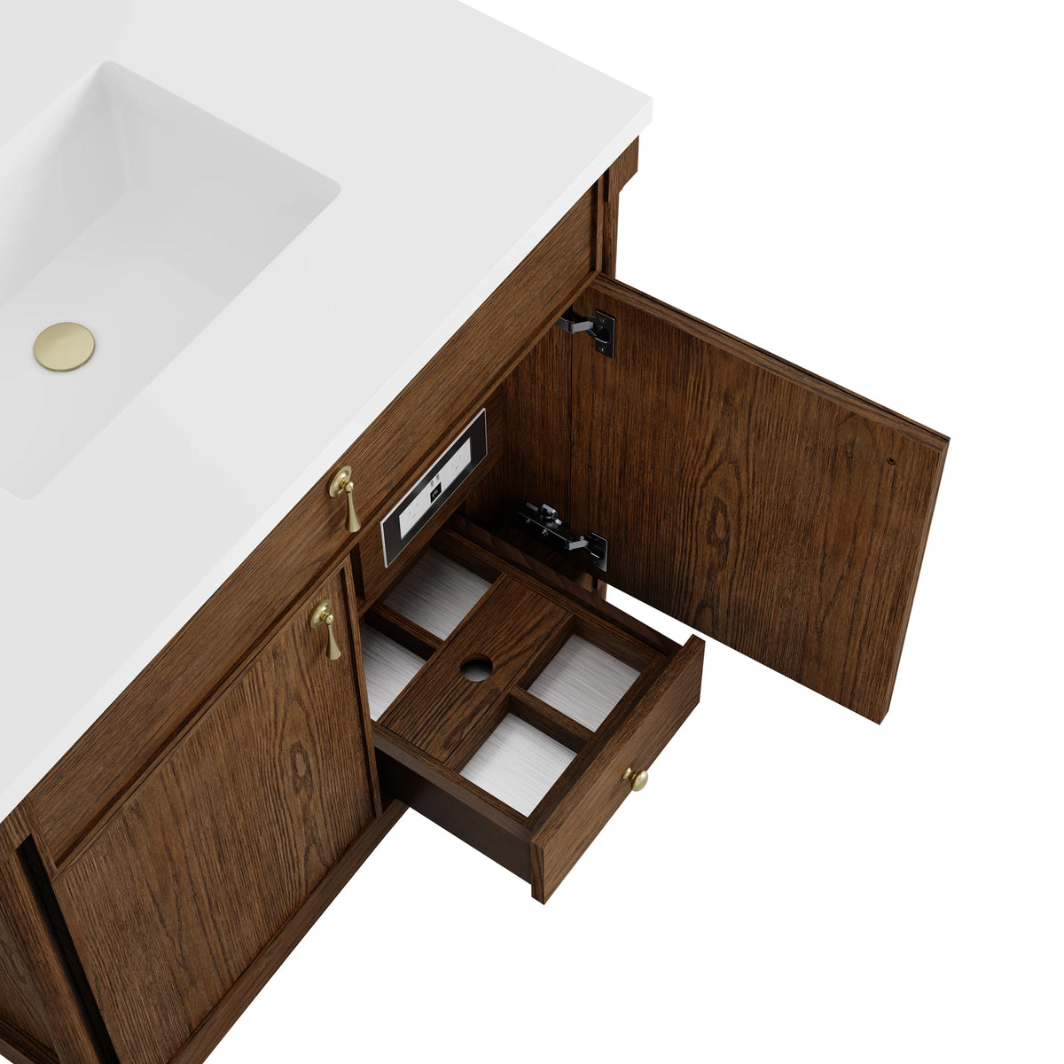 Kinnsden 36" Single Vanity, Sable Oak w/ 3 CM Siberian Silestone Top, view 14