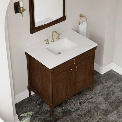 Kinnsden 36" Single Vanity, Sable Oak w/ 3 CM White Zeus Silestone Top, view 11
