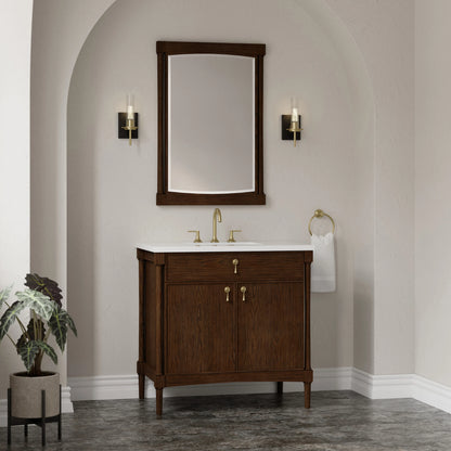Kinnsden 36" Single Vanity, Sable Oak w/ 3 CM White Zeus Silestone Top, view 7