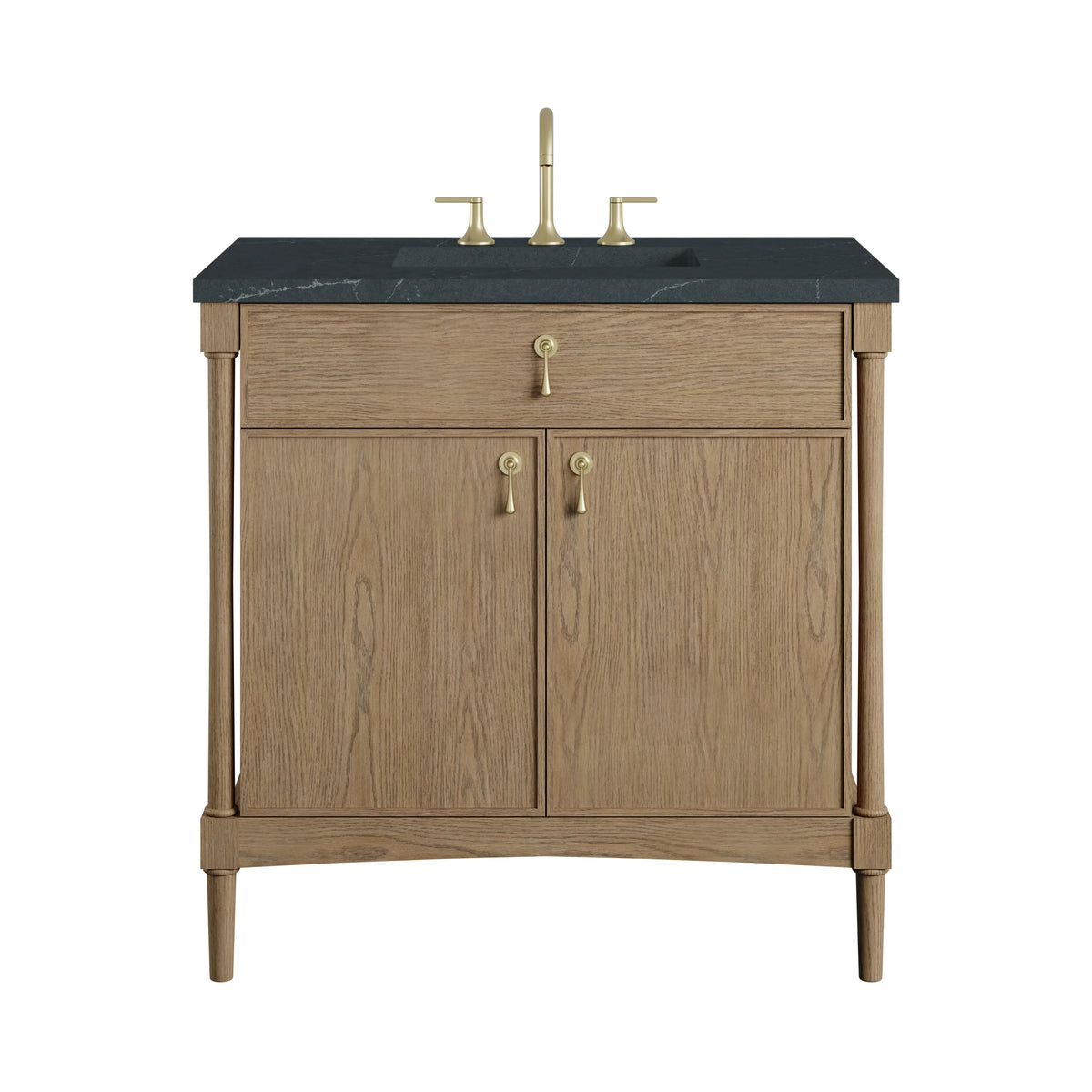 Kinnsden 36" Single Vanity, Weathered Oak w/ 3 CM Charcoal Soapstone Silestone Top