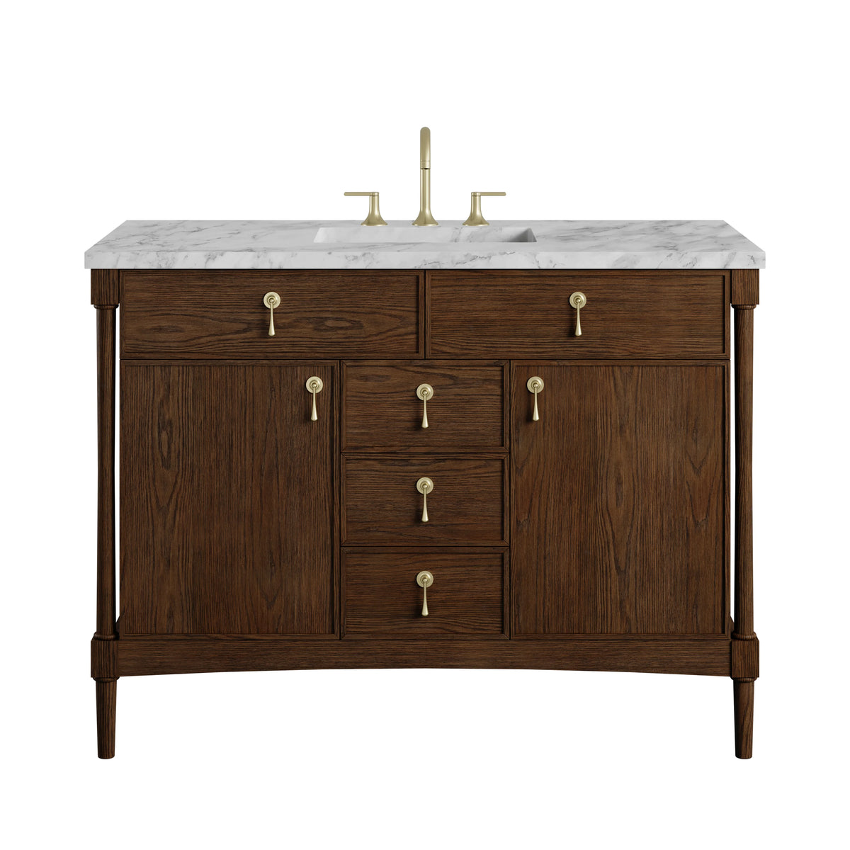 Kinnsden 48" Single Vanity, Sable Oak w/ 3 CM Carrara Marble Top