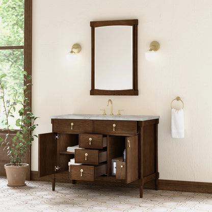 Kinnsden 48" Single Vanity, Sable Oak w/ 3 CM Siberian Silestone Top, view 5