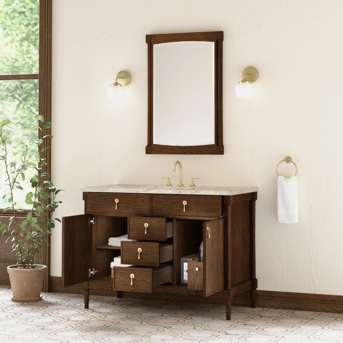 Kinnsden 48" Single Vanity, Sable Oak w/ 3 CM Tajnar Eclos Top, view 5