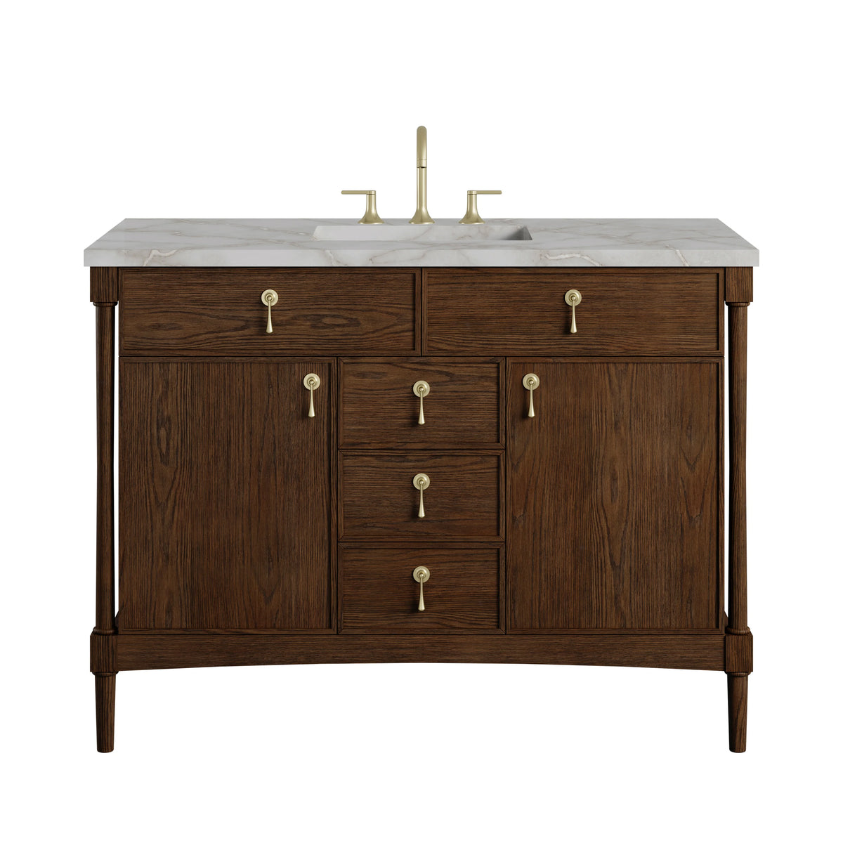 Kinnsden 48" Single Vanity, Sable Oak w/ 3 CM Victorian Silver Silestone Top