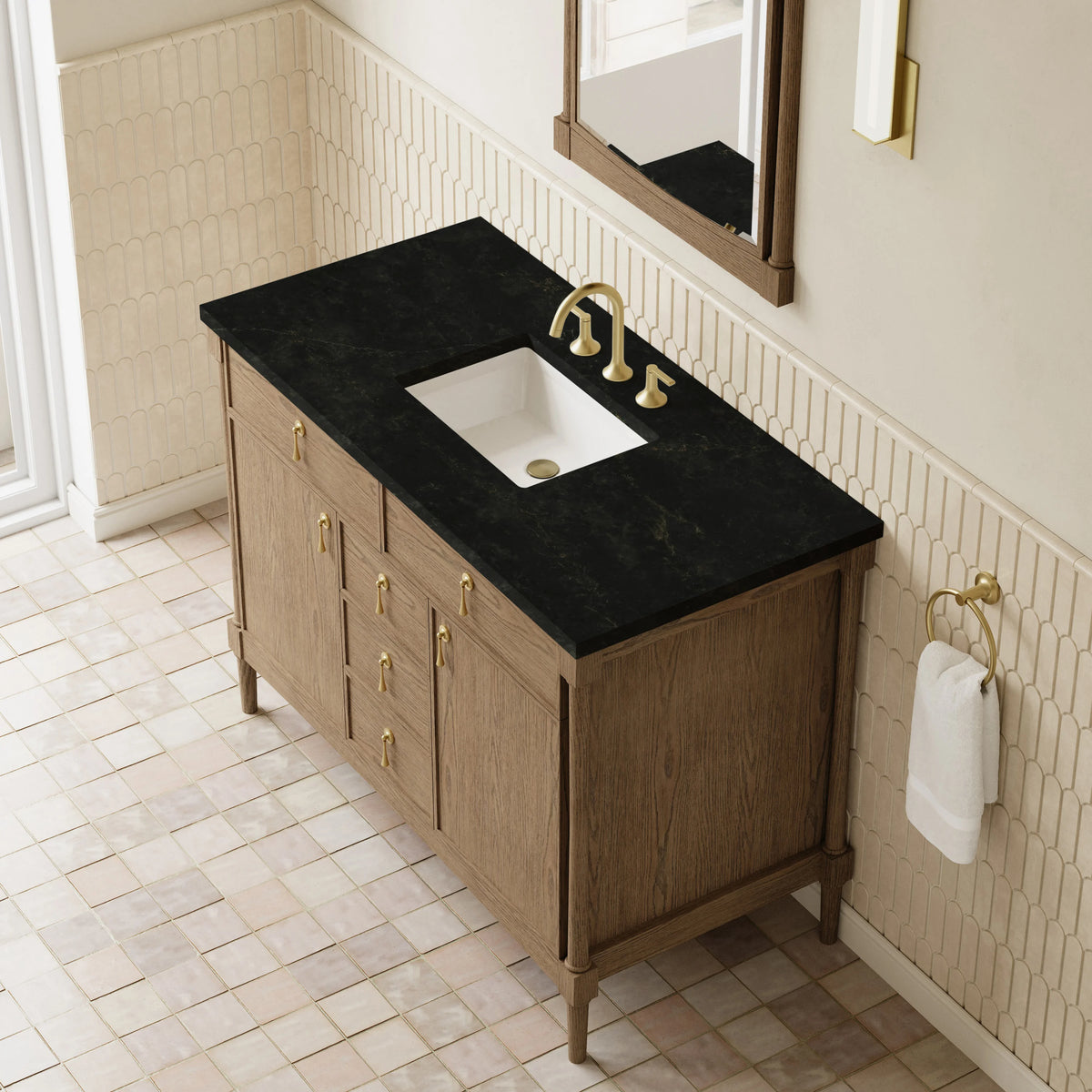 Kinnsden 48" Single Vanity, Weathered Oak w/ 3 CM Phantome Eclos Top, view 7