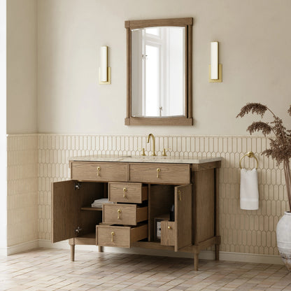 Kinnsden 48" Single Vanity, Weathered Oak w/ 3 CM Tajnar Eclos Top w/FreePower Wireless Charger, view 7