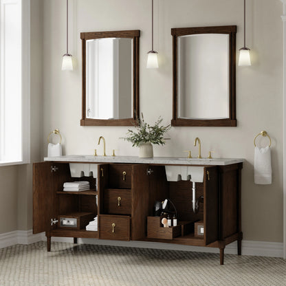 Kinnsden 72" Double Vanity, Sable Oak w/ 3 CM Eternal Jasmine Pearl Silestone Top, view 5