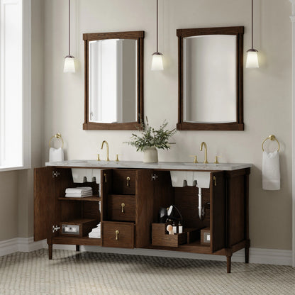 Kinnsden 72" Double Vanity, Sable Oak w/ 3 CM Victorian Silver Silestone Top, view 5