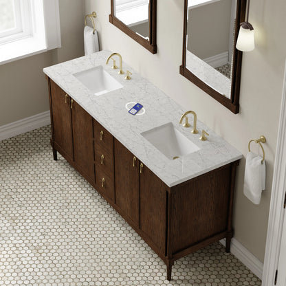 Kinnsden 72" Double Vanity, Sable Oak w/ 3 CM Eternal Jasmine Pearl Silestone Top w/FreePower Wireless Charger, view 8