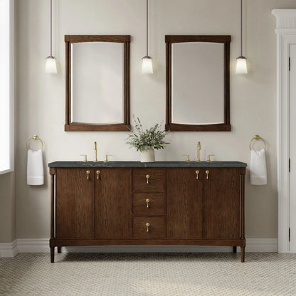 Kinnsden 72" Double Vanity, Sable Oak w/ 3 CM Parisien Bleu Silestone Top w/FreePower Wireless Charger, view 4