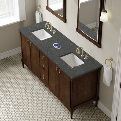 Kinnsden 72" Double Vanity, Sable Oak w/ 3 CM Parisien Bleu Silestone Top w/FreePower Wireless Charger, view 8