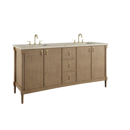 Kinnsden 72" Double Vanity, Weathered Oak w/ 3 CM Tajnar Eclos Top w/FreePower Wireless Charger, view 12