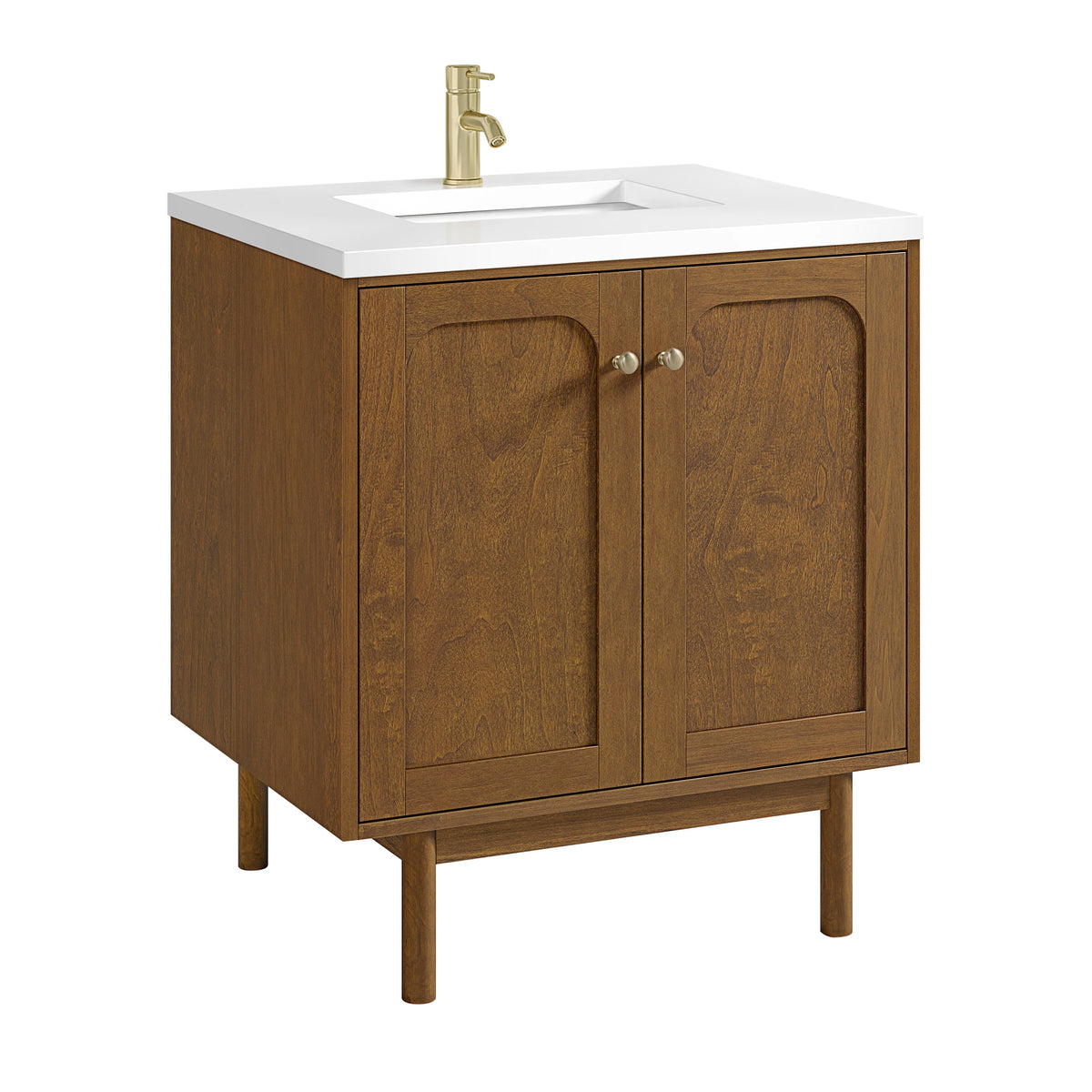 Laurent 30" Single Vanity, Honey Oak w/ Single Hole 3 CM White Zeus Silestone Top and Matching Backsplash, view 14