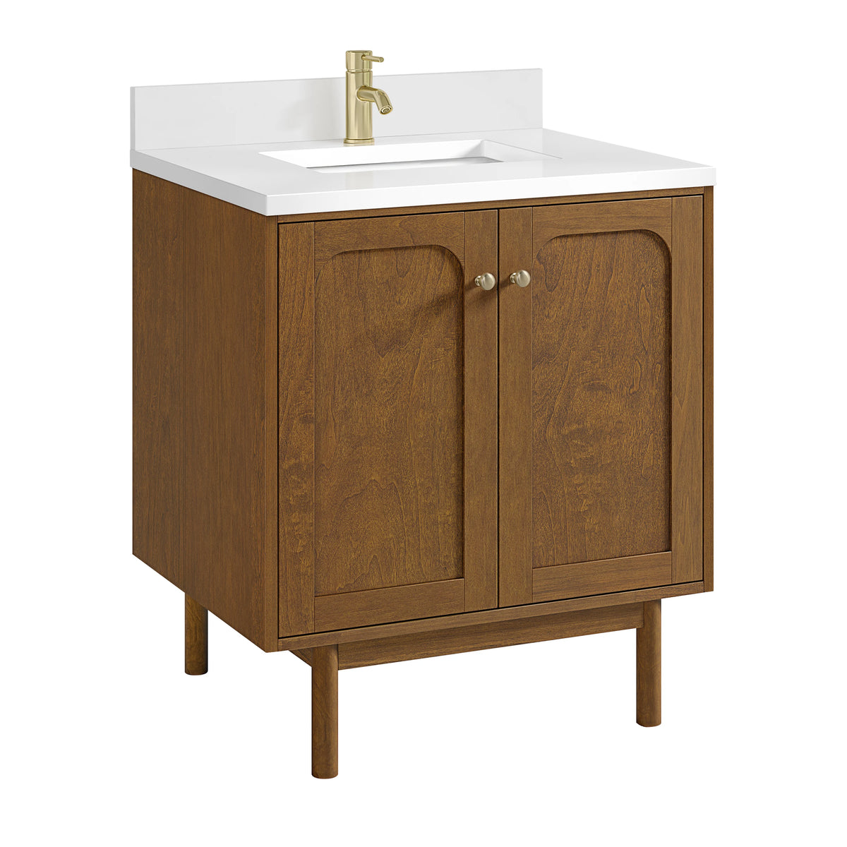 Laurent 30" Single Vanity, Honey Oak w/ Single Hole 3 CM White Zeus Silestone Top and Matching Backsplash, view 15