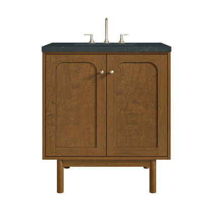 Laurent 30" Single Vanity, Honey Oak w/ 3 CM Charcoal Soapstone Silestone Top