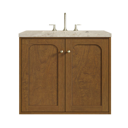 Laurent 30" Single Vanity, Honey Oak w/ 3 CM Tajnar Eclos Top, view 2