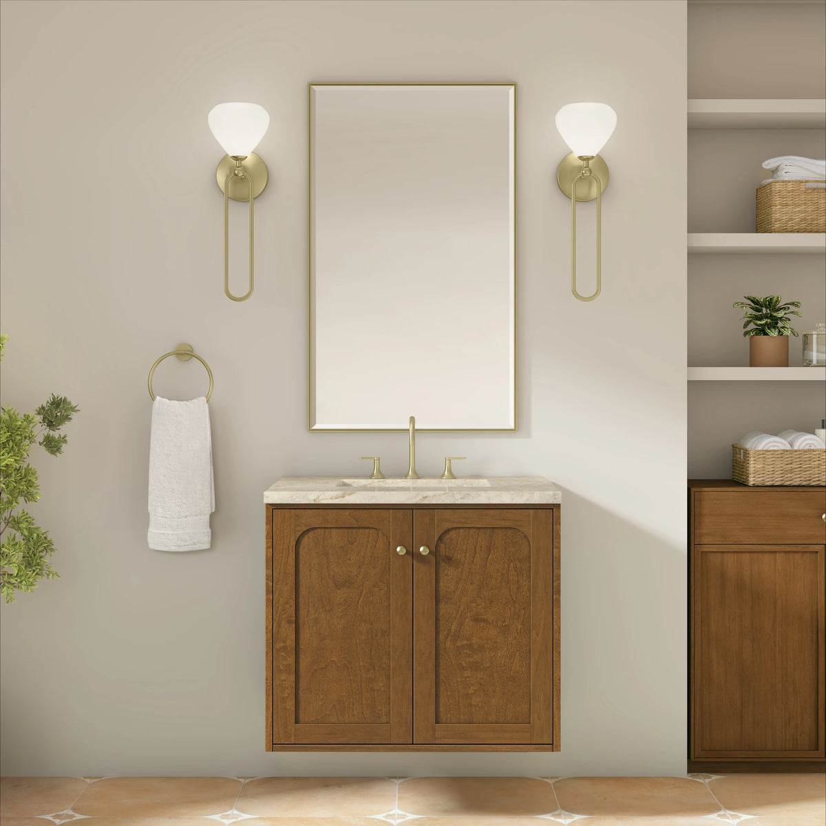Laurent 30" Single Vanity, Honey Oak w/ 3 CM Tajnar Eclos Top, view 6