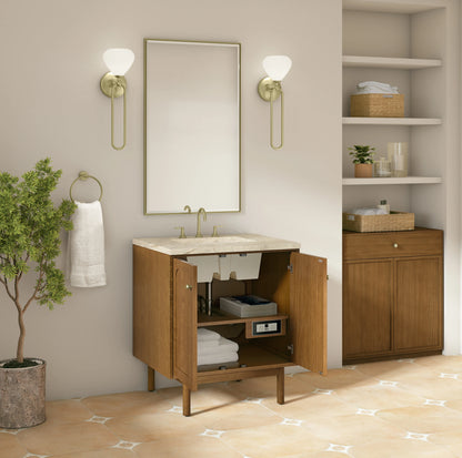 Laurent 30" Single Vanity, Honey Oak w/ 3 CM Tajnar Eclos Top, view 9