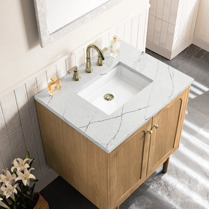 Laurent 30" Single Vanity, Light Natural Oak w/ 3 CM Ethereal Noctis Top, view 12