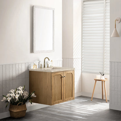 Laurent 30" Single Vanity, Light Natural Oak, w/ 3 CM Tajnar Eclos Top, view 10