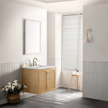 Laurent 30" Single Vanity, Light Natural Oak w/ 3 CM Ethereal Noctis Top, view 8