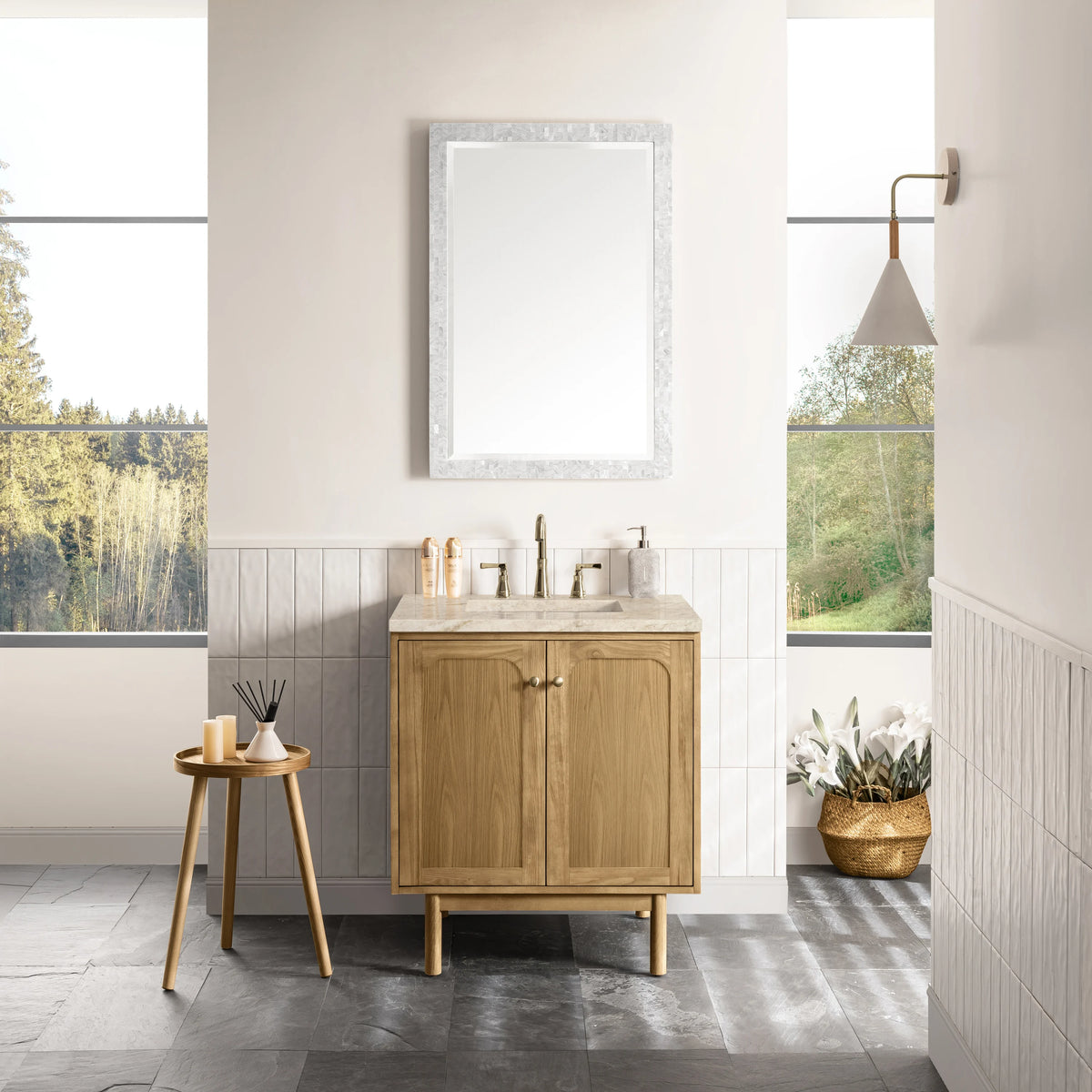 Laurent 30" Single Vanity, Light Natural Oak, w/ 3 CM Tajnar Eclos Top, view 7