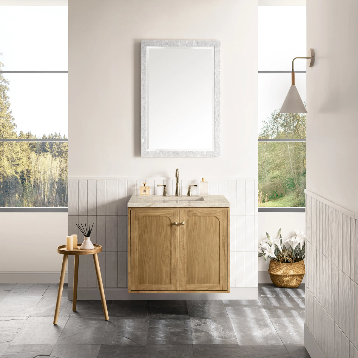Laurent 30" Single Vanity, Light Natural Oak, w/ 3 CM Tajnar Eclos Top, view 8