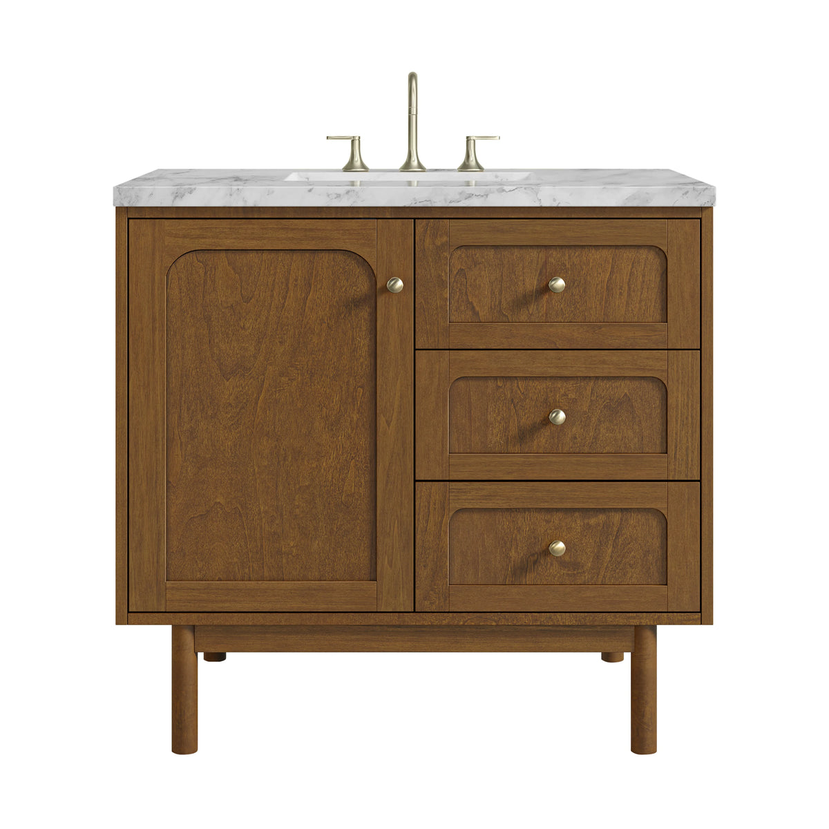 Laurent 36" Single Vanity, Honey Oak w/ 3 CM Carrara Marble Top