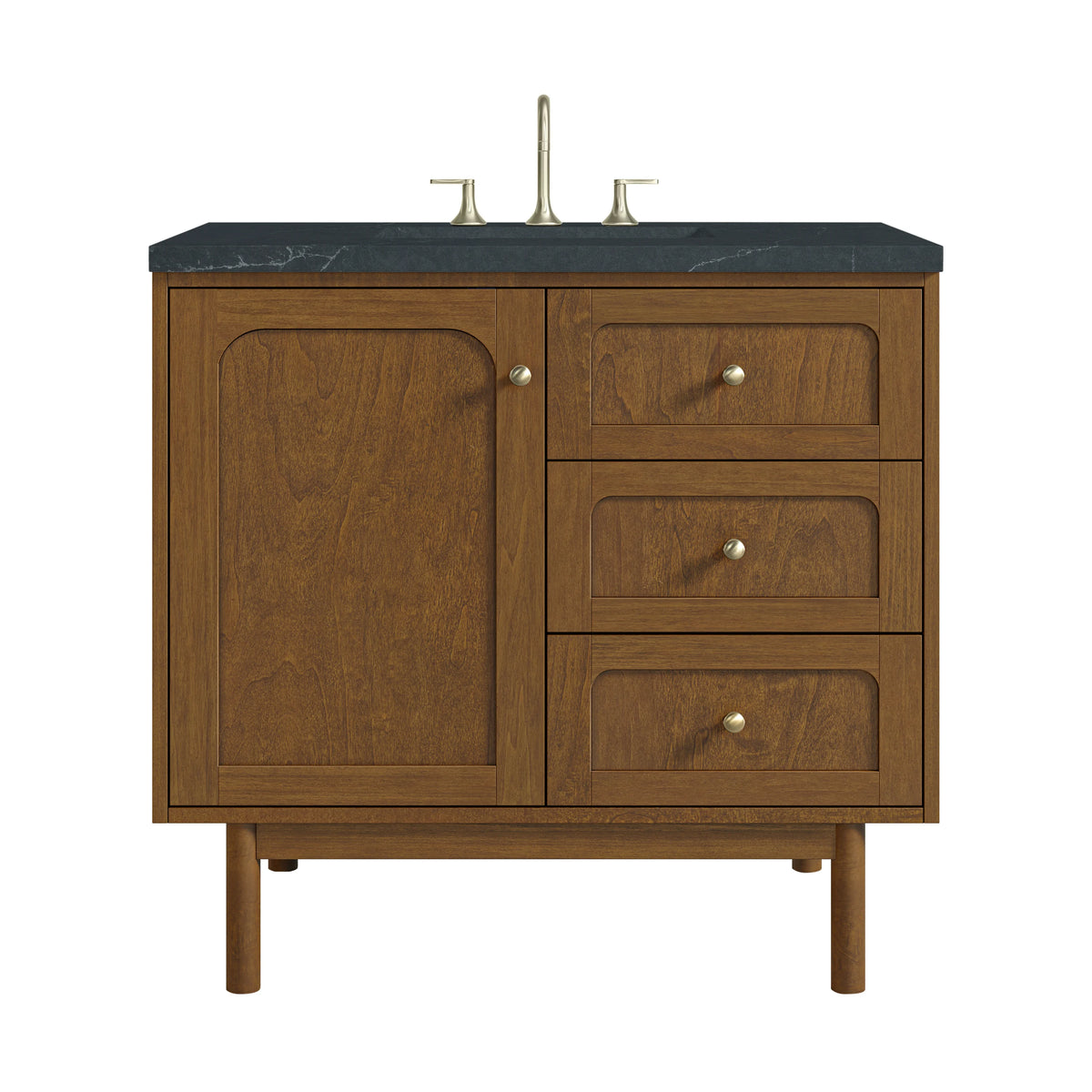Laurent 36" Single Vanity, Honey Oak w/ 3 CM Charcoal Soapstone Silestone Top