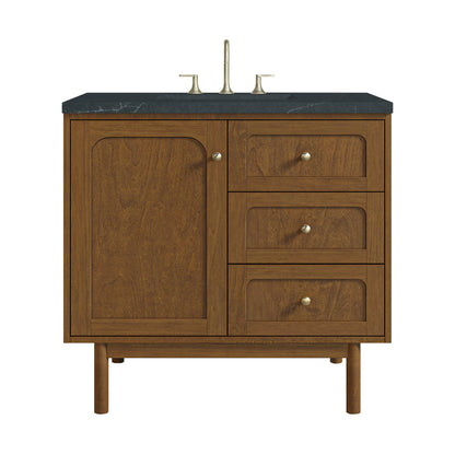 Laurent 36" Single Vanity, Honey Oak w/ 3 CM Charcoal Soapstone Silestone Top