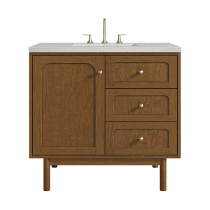 Laurent 36" Single Vanity, Honey Oak w/ 3 CM Lime Delight Silestone Top